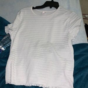 Cropped see through white shirt